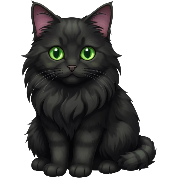 main coon black cat with green eyes full body emoji