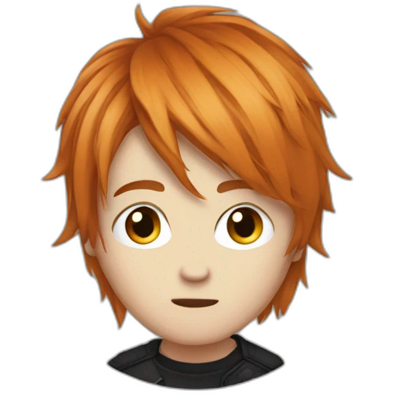 emo boy choppy ginger hair side bangs emoji