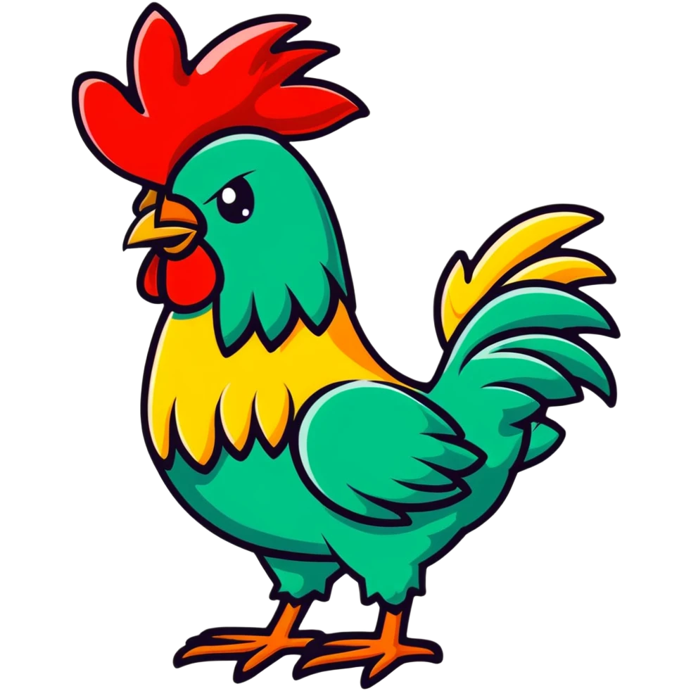 Heihei the rooster from Moana, colorful tropical chicken emoji