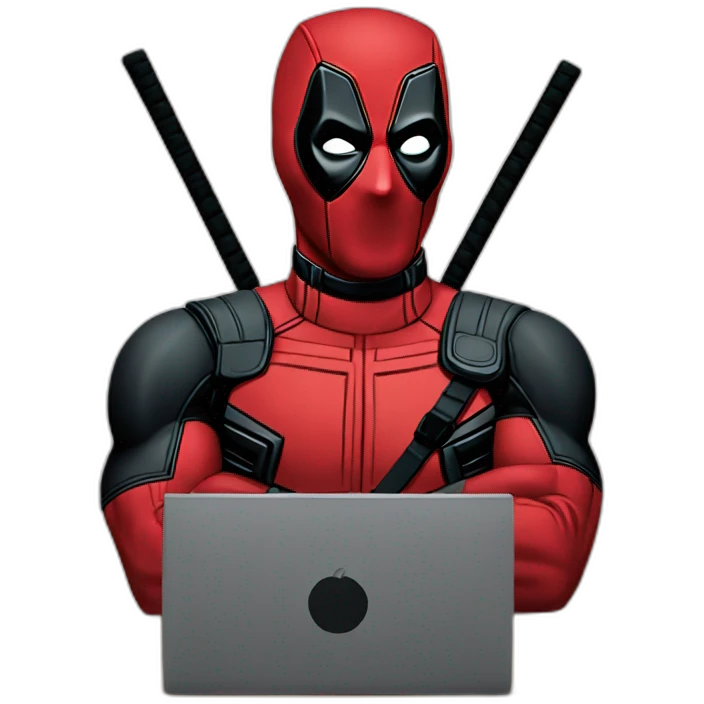 Deadpool at the computer emoji