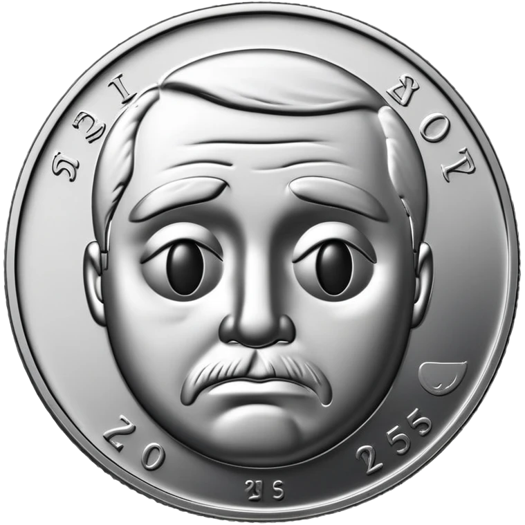 25 cent silver sad face art emoji