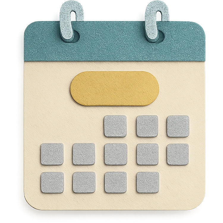 paper craft style calendar with peaceful, organized look, for tame time emoji