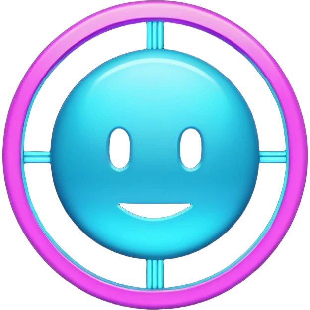 futuristic minimalistic emoji icon, letters "G" formed by three glowing digital lines representing Storm, Atom and NoizeGames, neon purple (#8B5CF6) and cyan (#00E0FF) on dark background, modern tech style, 1:1 aspect ratio emoji
