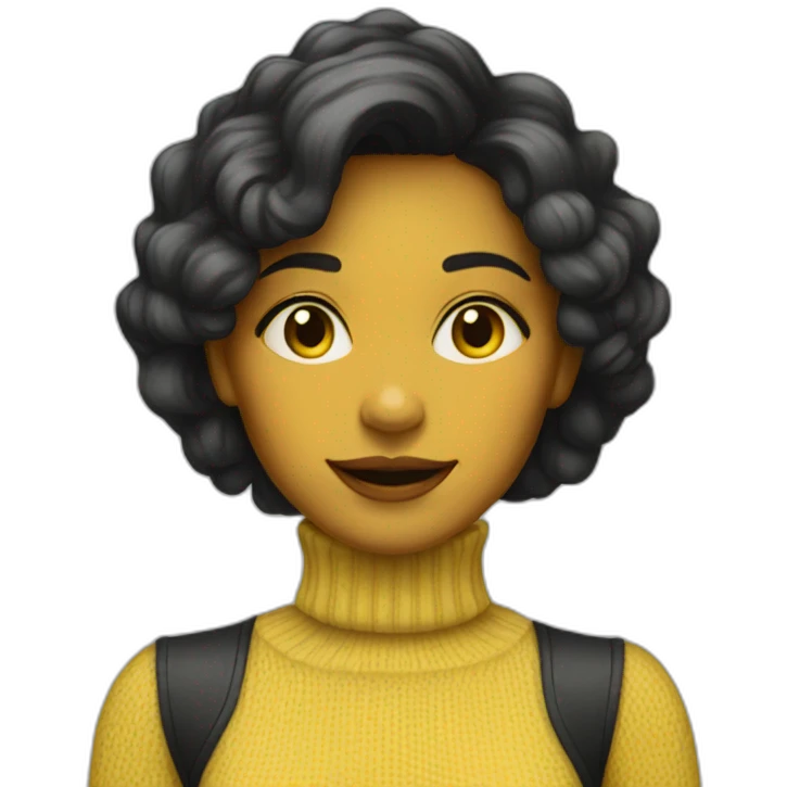 yellow skin beatiful woman with turtleneck emoji