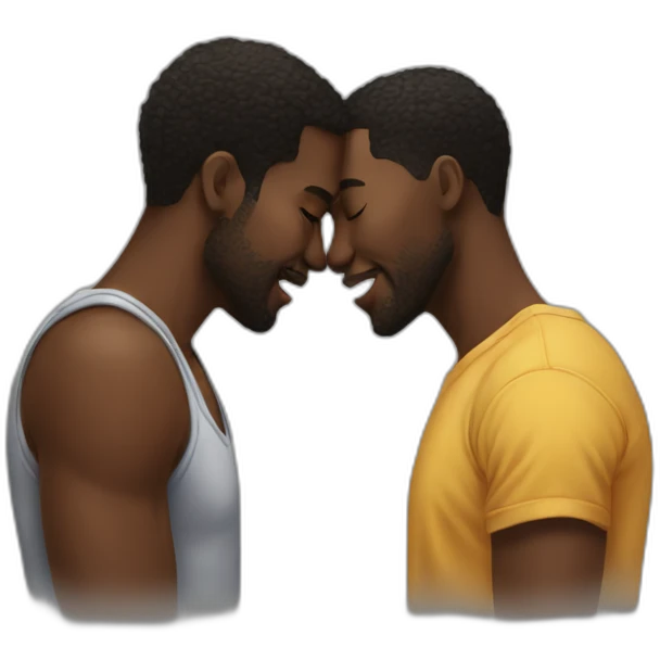 thrwe black men kissing emoji