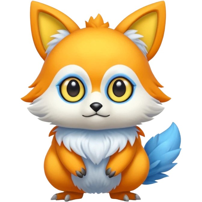 Cute cool blue yellow Orange animal hybrid Fakemon full body emoji