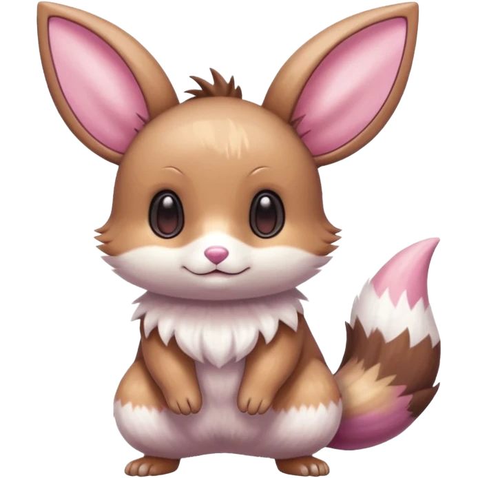 Kawaii Shiny Colorful Pastel Minccino-Furret-Eevee-fusion Full Body emoji