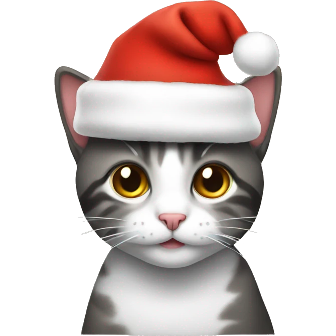 Cat wearing a Christmas hat emoji