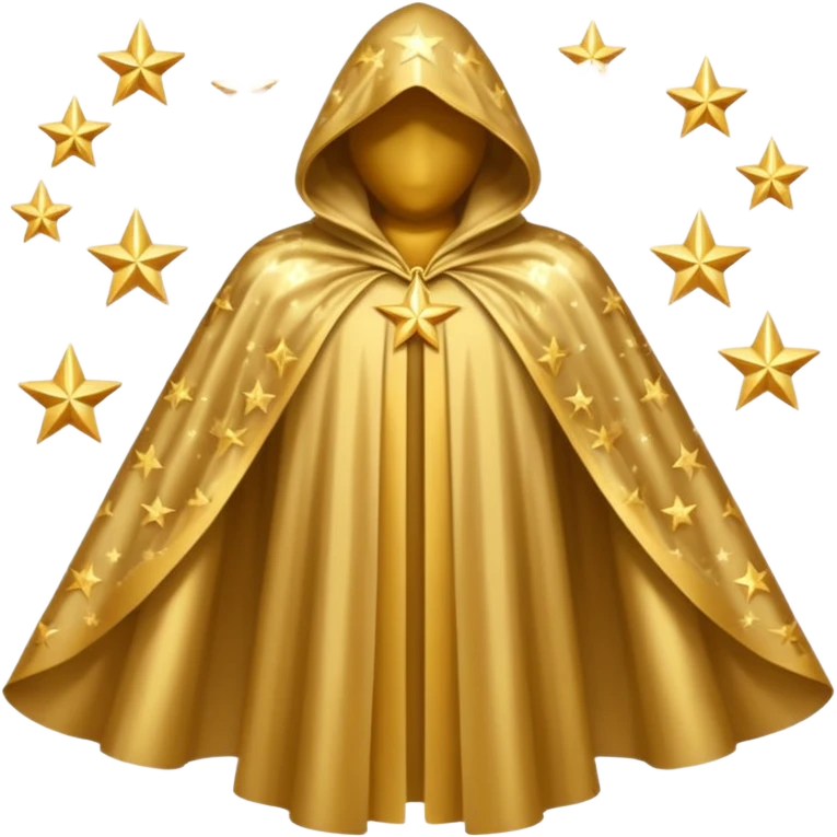 a fantasy  magic, gold color with star pattern cloak emoji