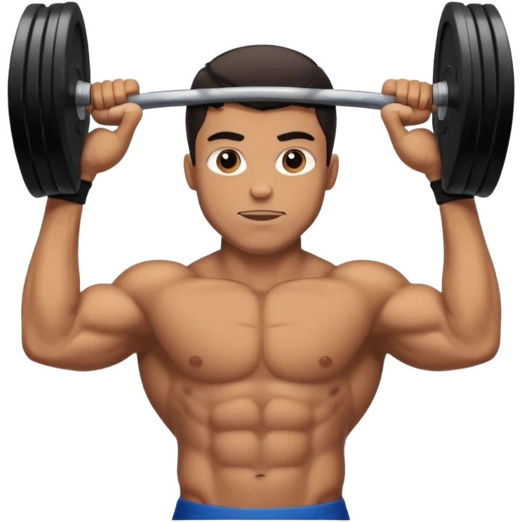 buff tan guy with black middle part lifting weights  emoji