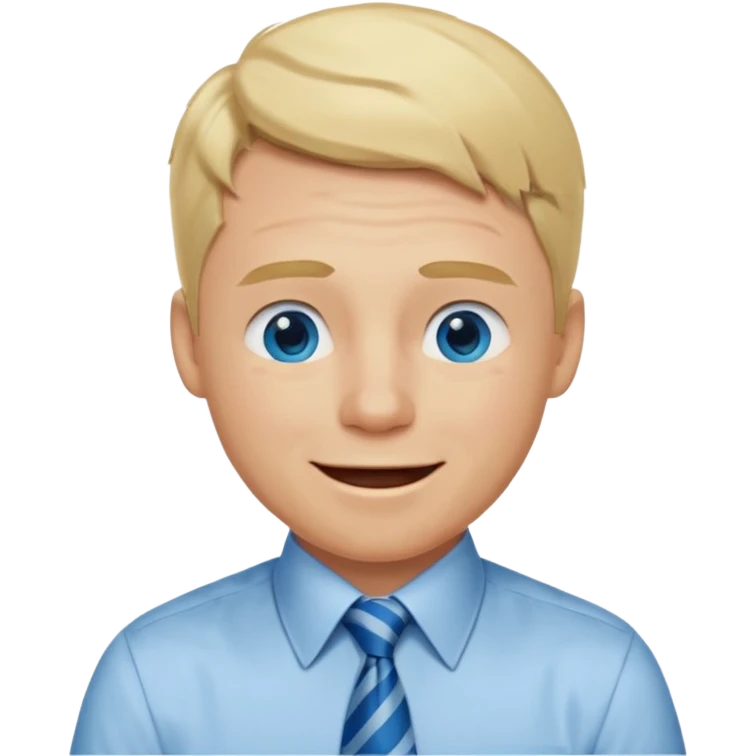 A guy with blonde hair and blue eyes that looks masculine. make him wear a shirt with a tie. he is danish. He is laughing with tears in his eyes emoji