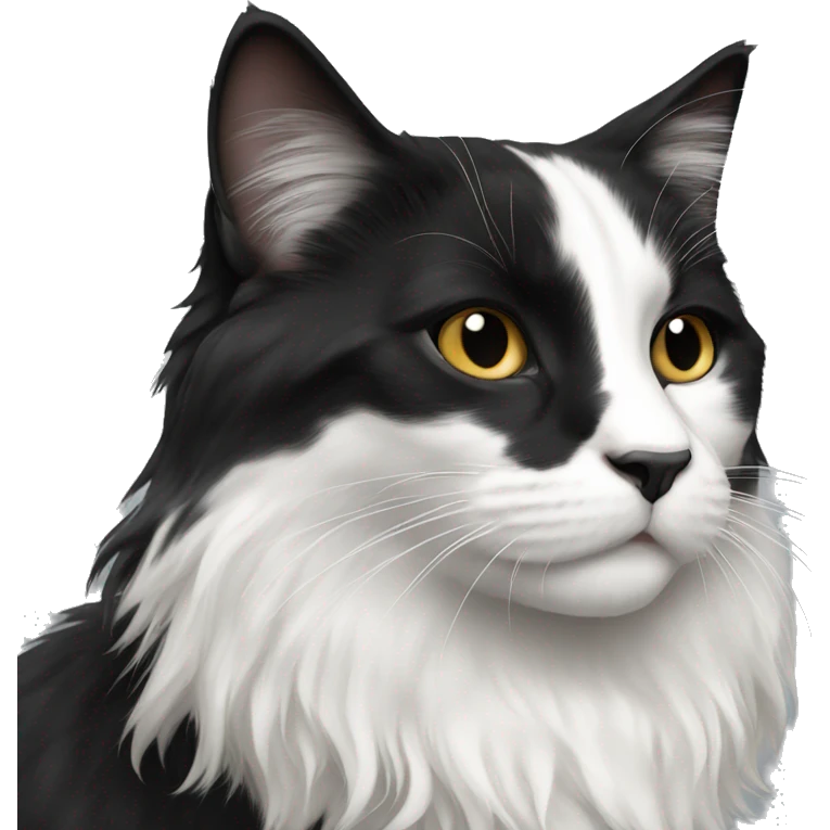 black and white cat long haired emoji