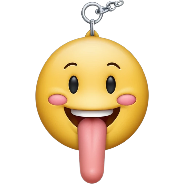 Smiley emoji sucking on a penis which is hanging out of it’s mouth while the testicles hang down emoji