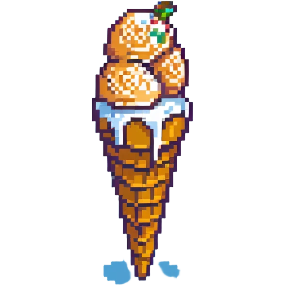 Peach ice cream scoop in a waffle cone emoji