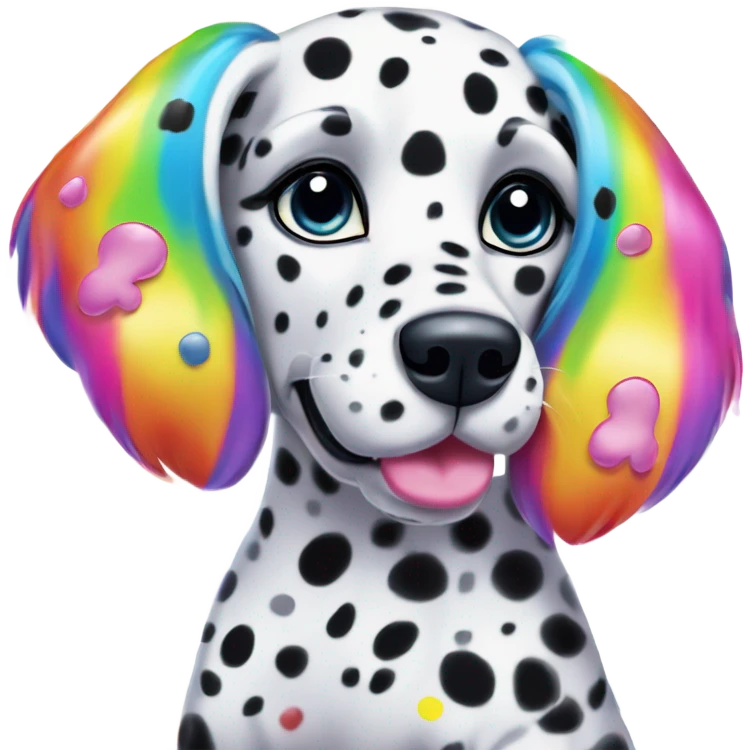 Lisa Frank Dalmatian with rainbow spots ￼ emoji