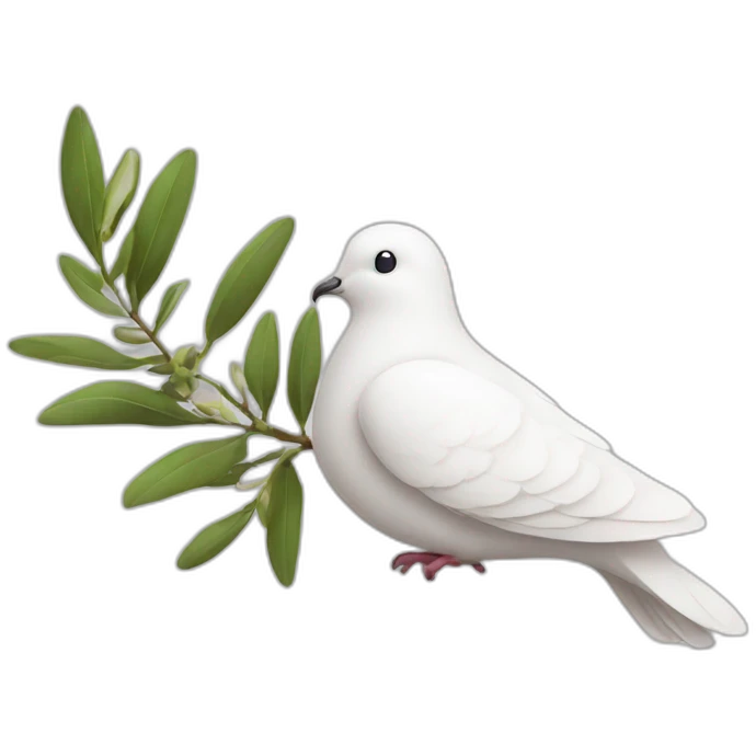 A white dove with an olive branch emoji