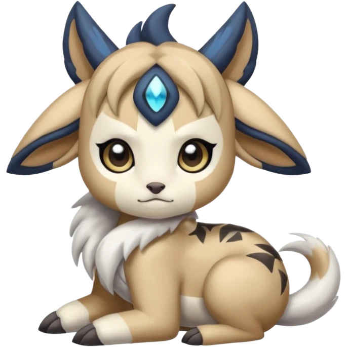 Animalistic kawaii chibi sleepy happy glad somber mongral Meloetta-Absol-Zekrom-Gatomon-Pteromon-hybrid emoji