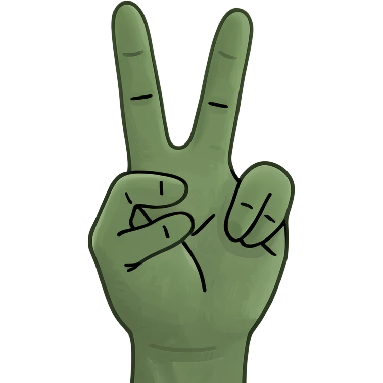 a hand doing a peace sign with the thumb sticking out emoji