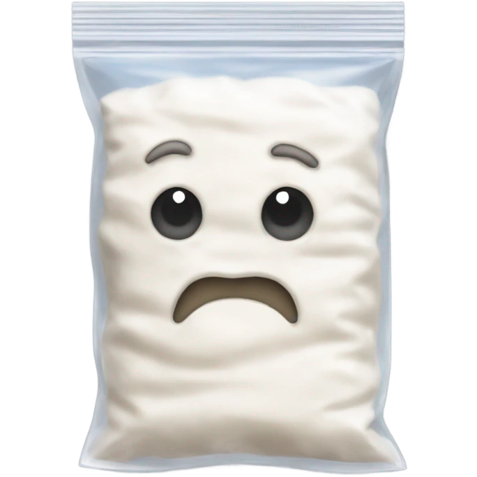 Pocket sized see through zip lock bag of flour emoji