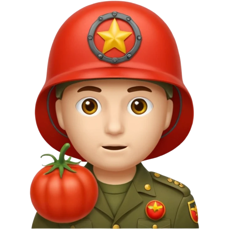 Eine Tomate mit Gesicht als Panzerkommandant emoji