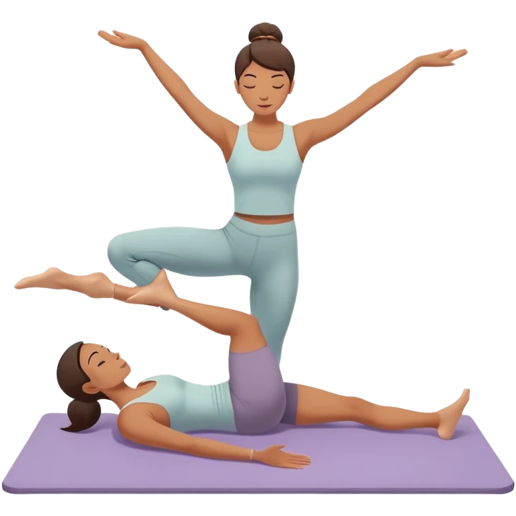 A person performing a Pilates exercise on a mat in a clean, modern studio. The focus is on core strength and flexibility, with a neutral, calming color palette. Simple equipment like a reformer machine and a soft, tranquil background enhance the feeling of controlled movement and focus. emoji