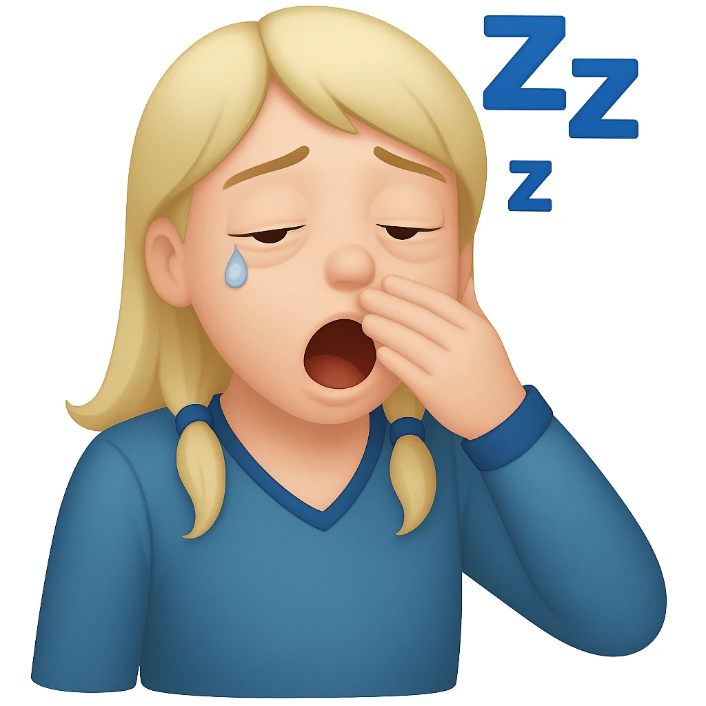 Make this emoji look even more sleepy: add droopy eyelids, a small tear at the corner of the eye, and a subtle Zzz above the head in emoji style emoji