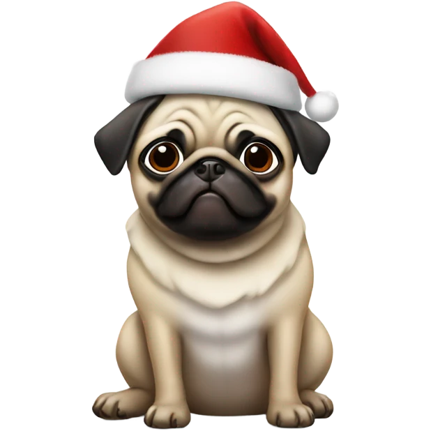 Pug with Santa hat emoji