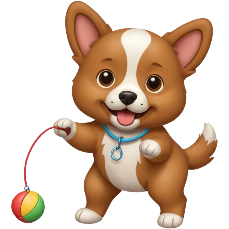 dog playing with a string toy emoji