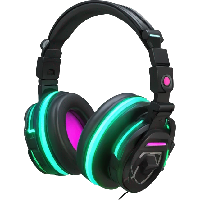 A beautiful cyberpunk High tech neon Headphones front view emoji
