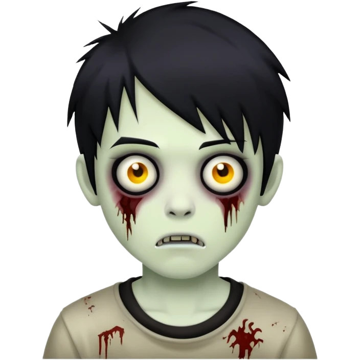 boy zombie with black hair emo emoji