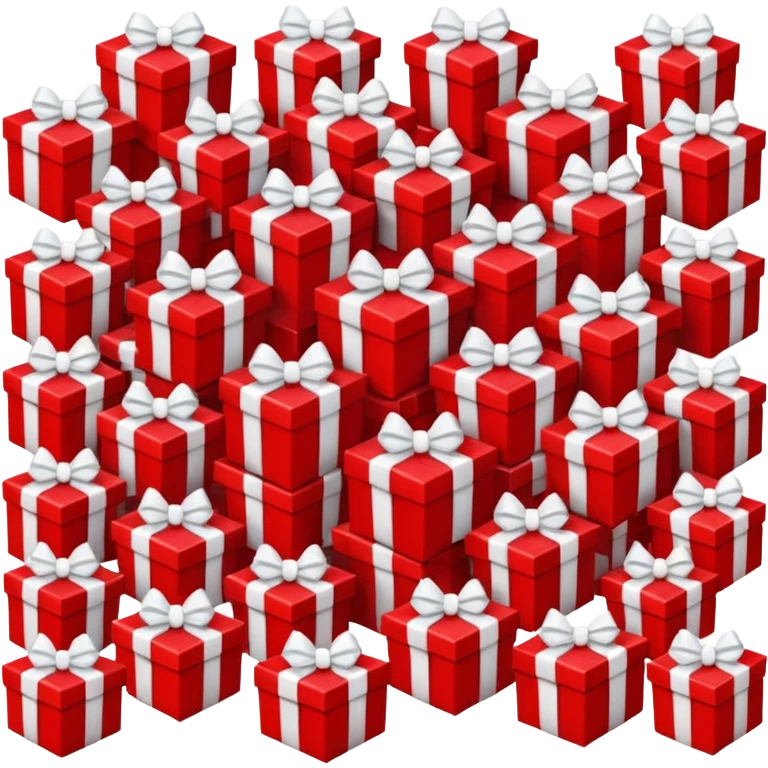 lots of red gift boxes with white bows emoji