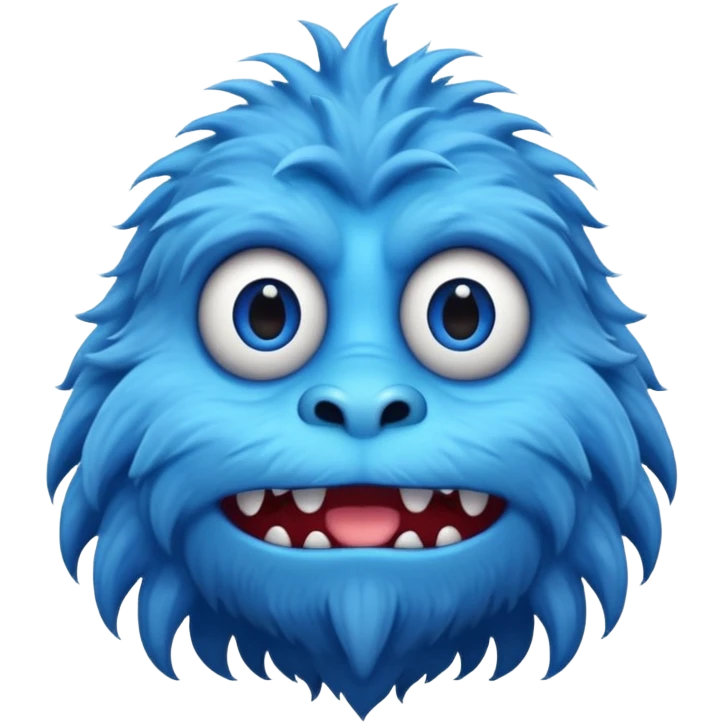 A skinny and lanky tall blue furry monster with a slightly triangular head put the top having a small curve going inward  emoji