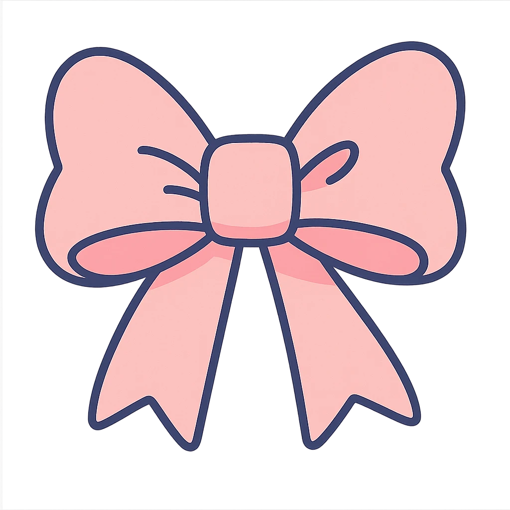 pastel toon style light pink bow emoji