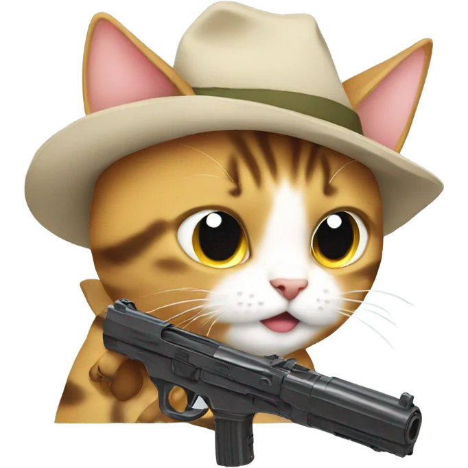 Cat with gun anime emoji