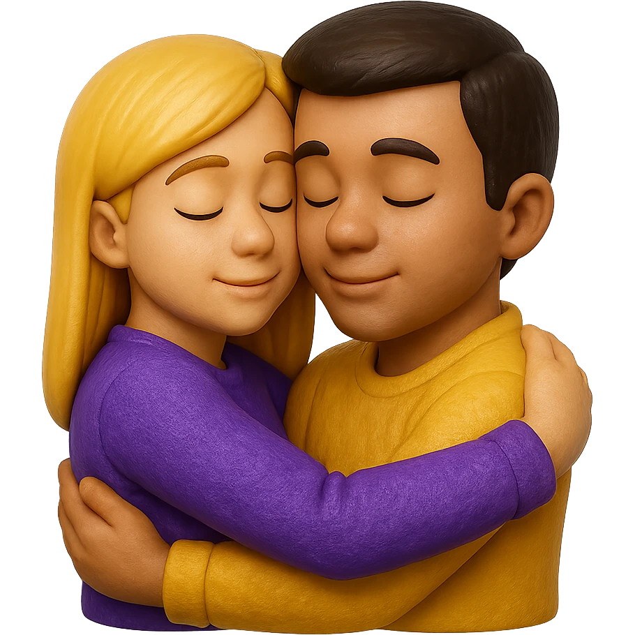 emoji stile iphone di una coppia che si abbraccia , iperrealistico 4k emoji