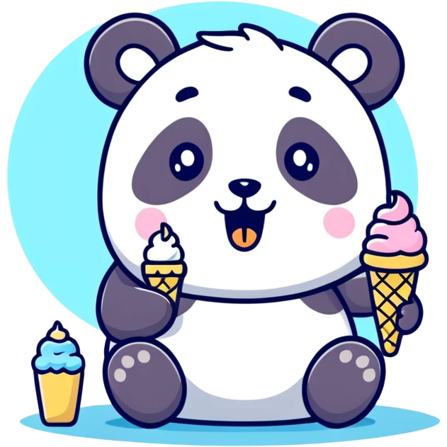 Panda eating ice cream emoji