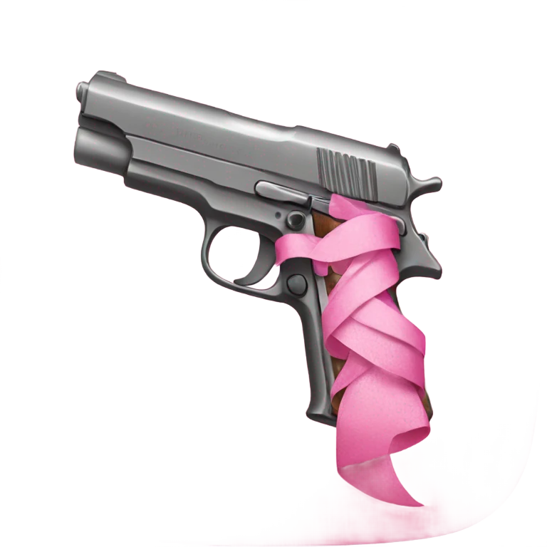 pink pistol with a pink ribbon emoji