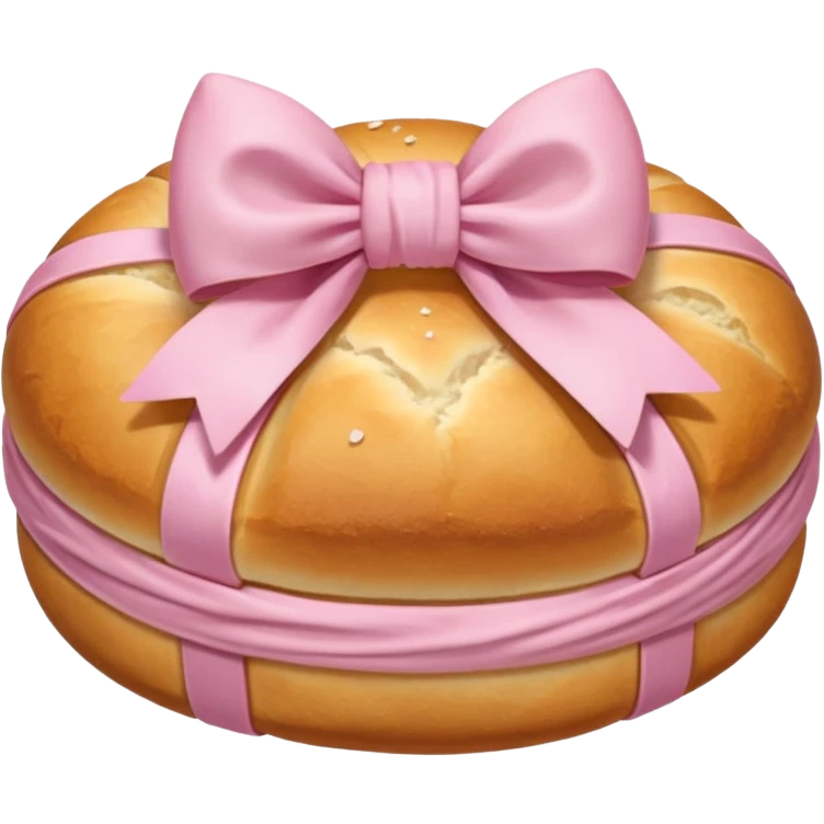Korean salt bread with pastel pink bow emoji