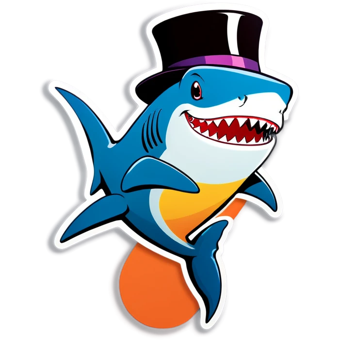 Shark with a top hat emoji