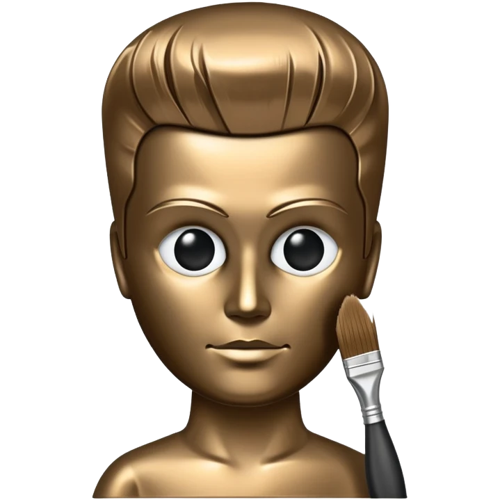 A paintbrush that transforms into a human metal silhouette, symbol of artistic identity emoji