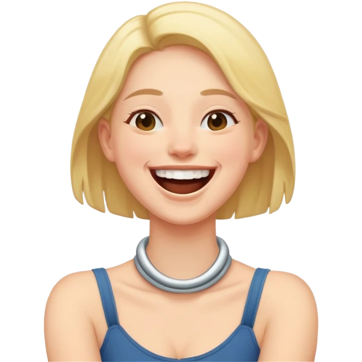 Person with arms around there neck laughing  emoji