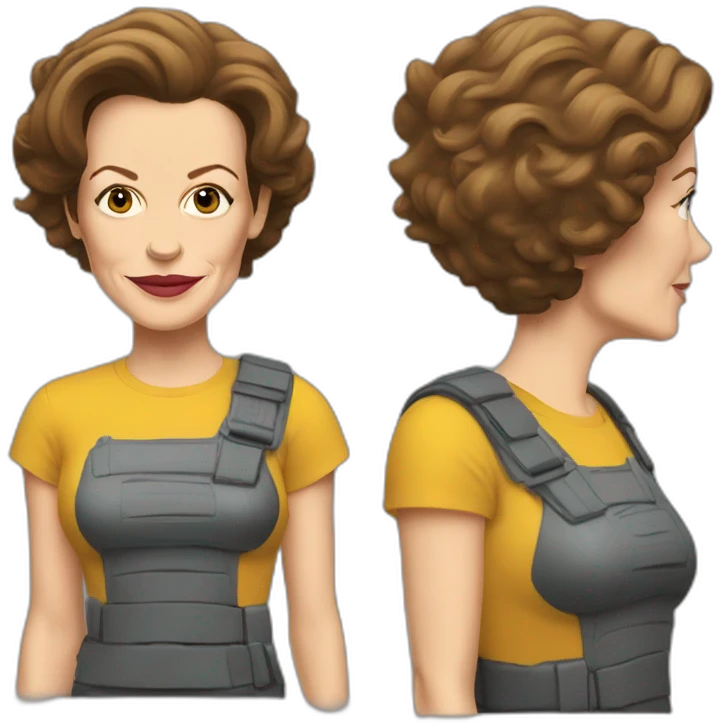 sigourney weaver cartoon wearing tee emoji