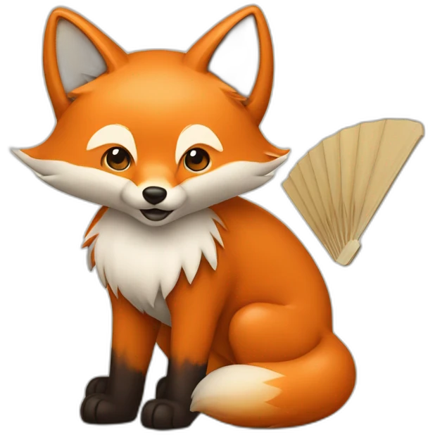 fox with fan of 9 lotusshaped tails at back emoji