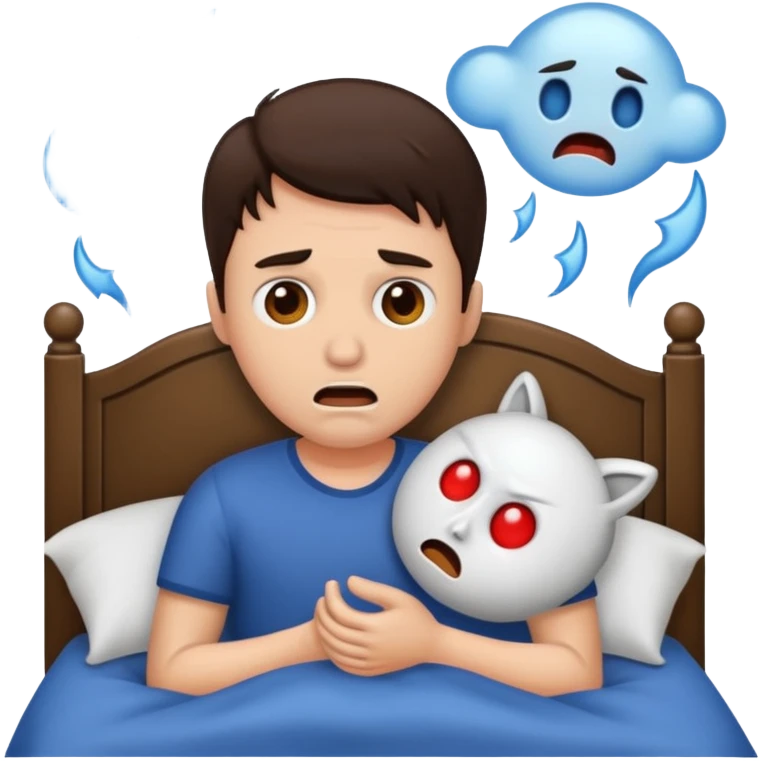 brunette man having nightmare emoji
