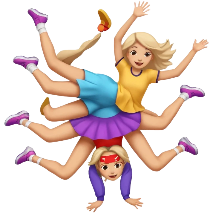 una chica saltando encima de la cabeza de otra chica emoji