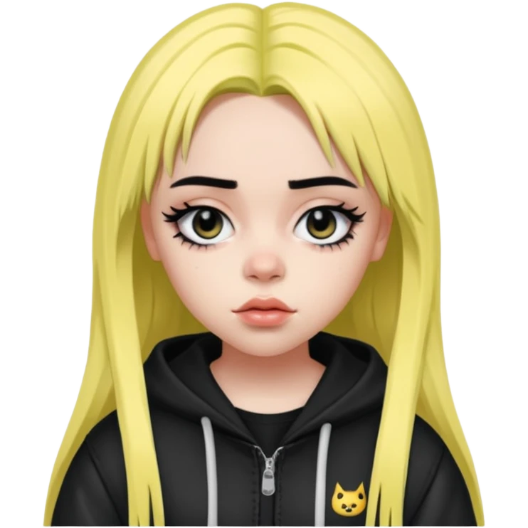 billie eilish as pretty bratz baddie, sharp black eyeliner emoji