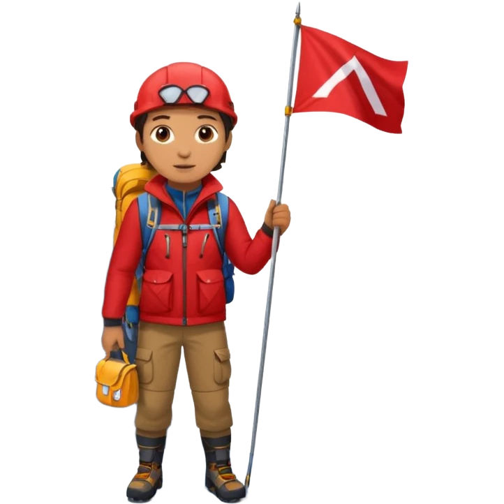 guide with flag in Mountain Climbing Team emoji