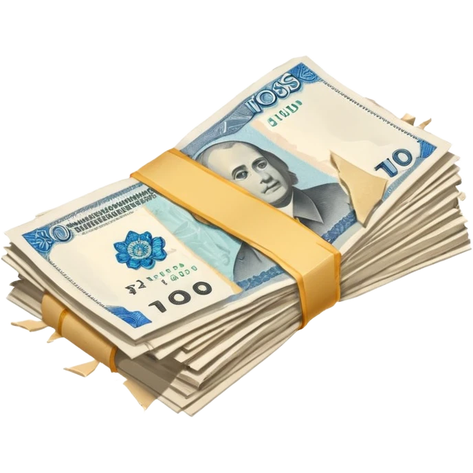 single stack of russian ruble notes blown into pieces because of explosion emoji