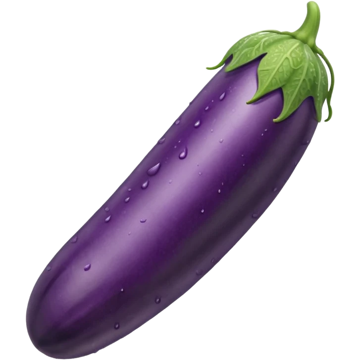 Detailed dripping wet long cucumber shaped eggplant with veins emoji