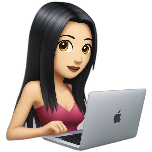 nico robin  with a macbook emoji